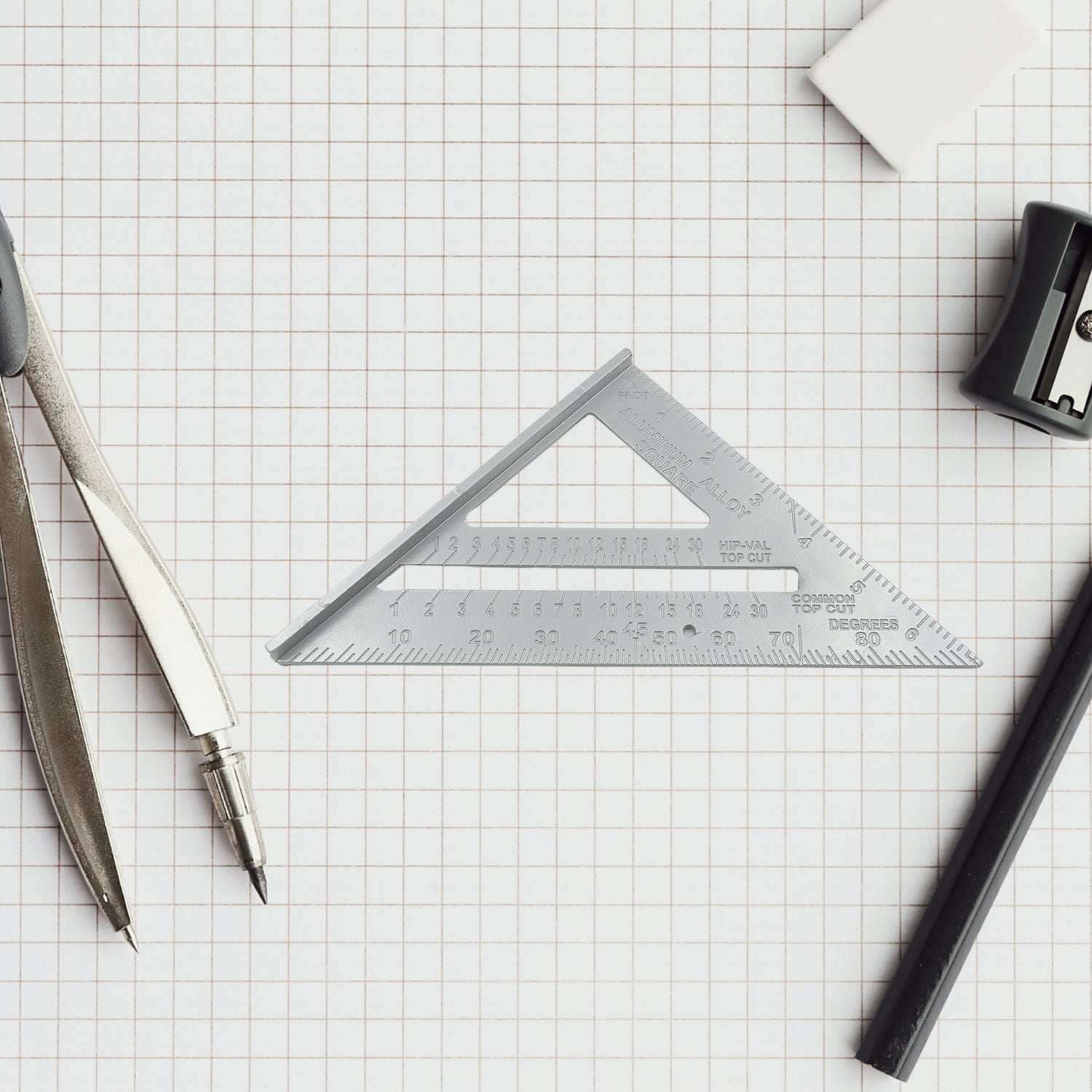 1559 Double Side Scale Triangle Measurement Hand Tool 45 Degree Triangle Ruler Home For Industry Aluminum Alloy Rafter Square 7-inch Length 1559 Double Side Scale Triangle Measurement Hand Tool 45 Degree Triangle Ruler Home For Industry Aluminum Alloy Rafter Square 7-inch Length